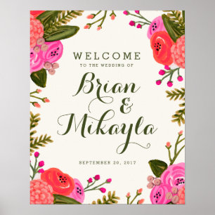 Vintage Garden Wedding Välkommen Poster