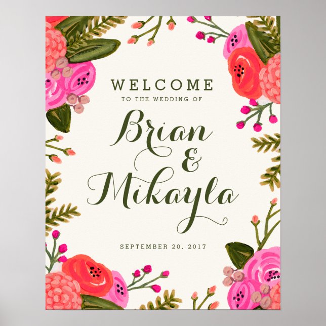 Vintage Garden Wedding Välkommen Poster (Framsidan)