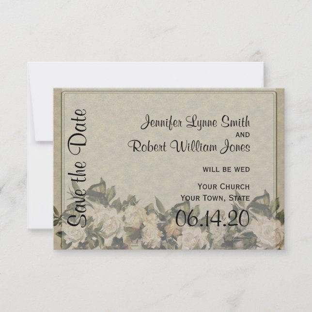 Vintage Gardenia Bröllop spara datum Datumet (Framsida)