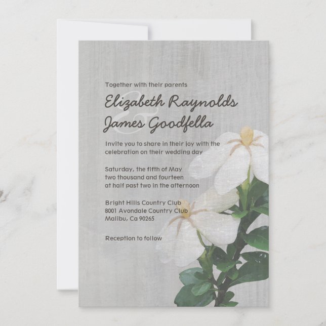 Vintage Gardenias bröllopsinbjudningar Inbjudningar (Framsida)