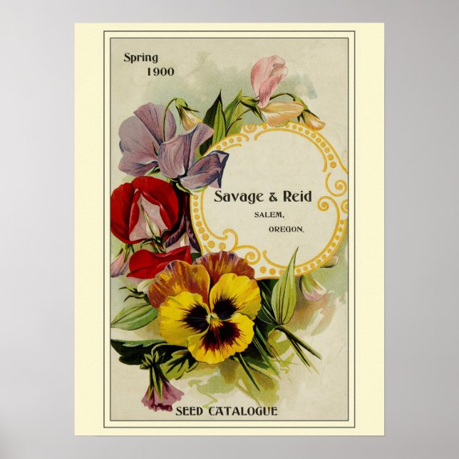 Vintage Gardening Flower Seeds Catalog Poster (Framsidan)