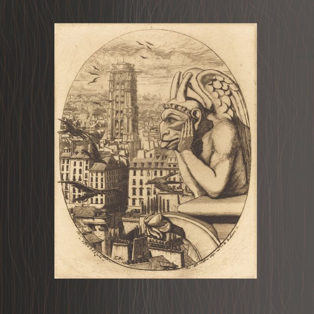 Vintage Gargoyle tittar över staden Poster (Skapare uppladdad)