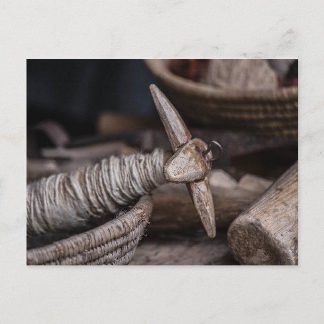 Vintage Garn Spindle Vykort (Framsida)