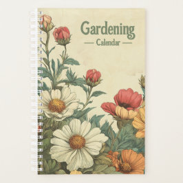 Vintage Gartenplaner mit Kamillenblüten 