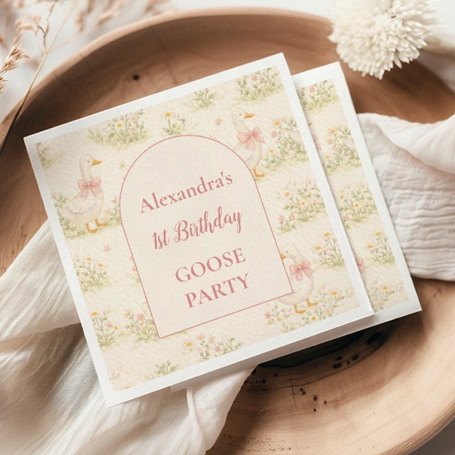 Vintage Gås 1-årsdag Pappersservett (Skapare uppladdad)