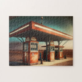Vintage Gas Station 4 Easy Brain Art Puzzles Photo Pussel