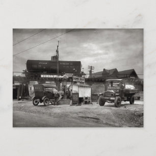 Vintage Gas Station, bilentusiast Vykort