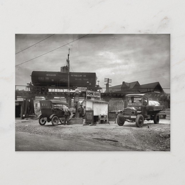 Vintage Gas Station, bilentusiast Vykort (Framsida)