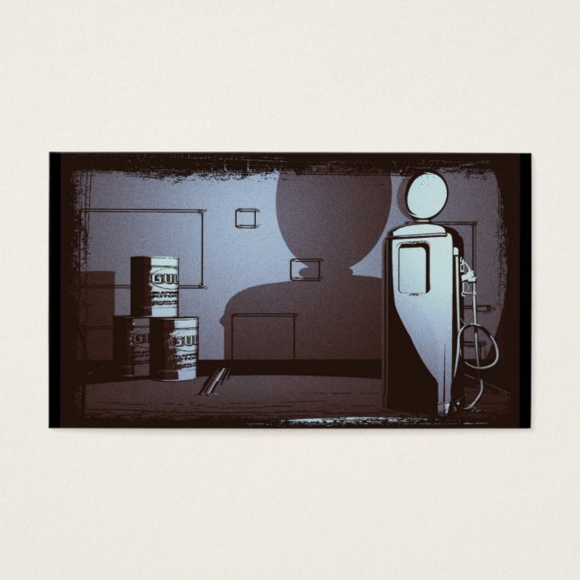 VINTAGE GAS STATION BLUE VISITKORT (Framsidan)