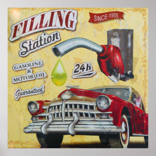Vintage Gas Station. Poster