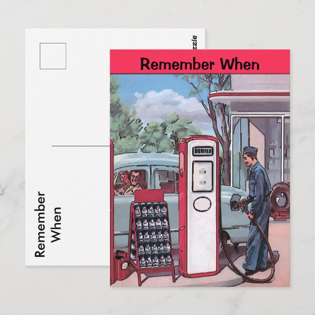 Vintage Gas Station, redigera vykort (Fram/baksida)