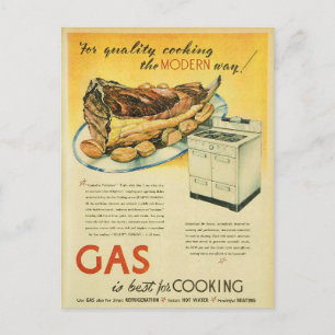Vintage Gas Stove Cooking Advertisement Vykort