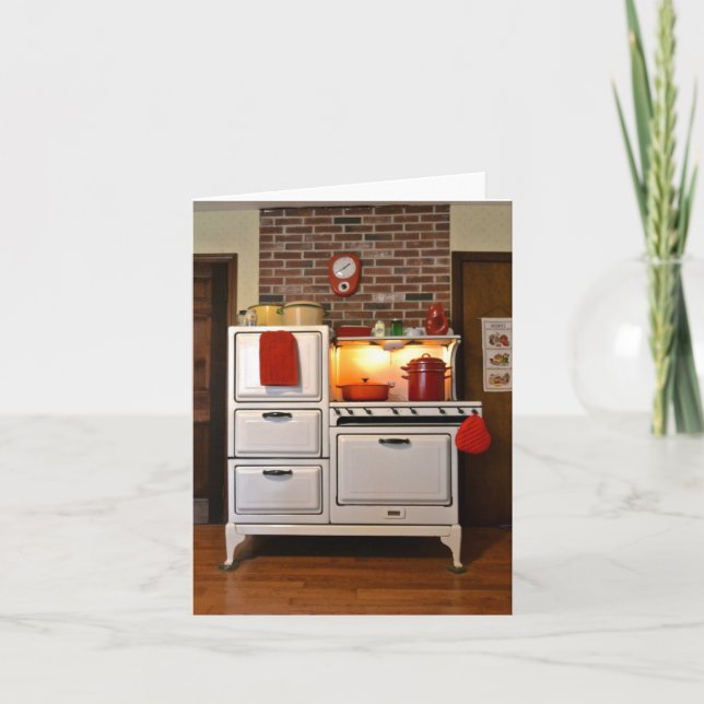 Vintage Gas Stove Notecard Kort (Framsida)