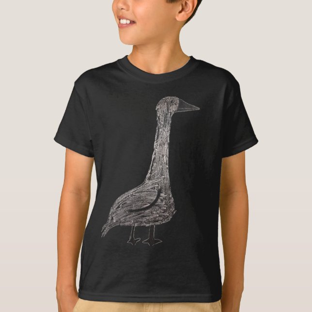 Vintage Gås T-Shirt – Rustic Bondgårdsfågel Skiss (Framsida)