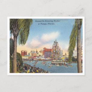 Vintage Gasparilla pirat frakt som anlöper hamn Vykort