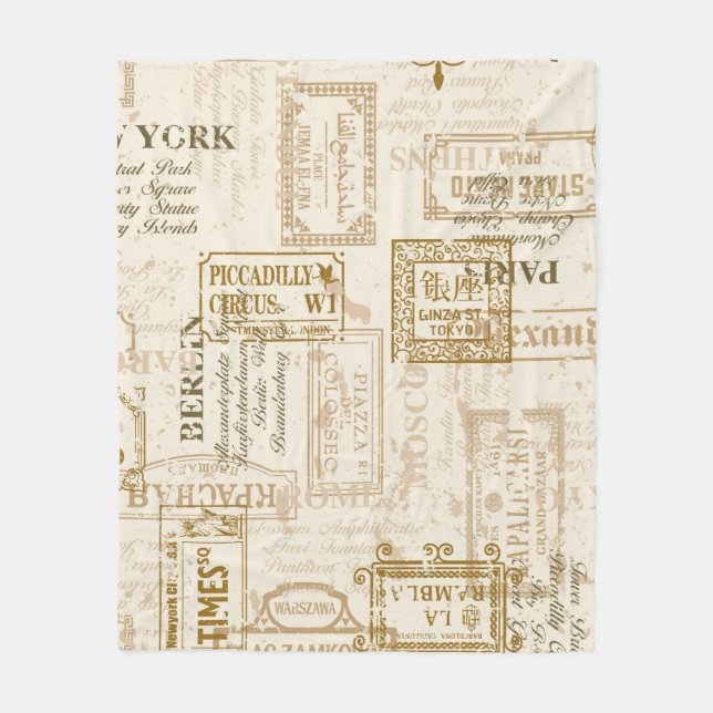 Vintage gatunummer sömlös mönster i anpassningsbar fleecefilt (Framsidan)