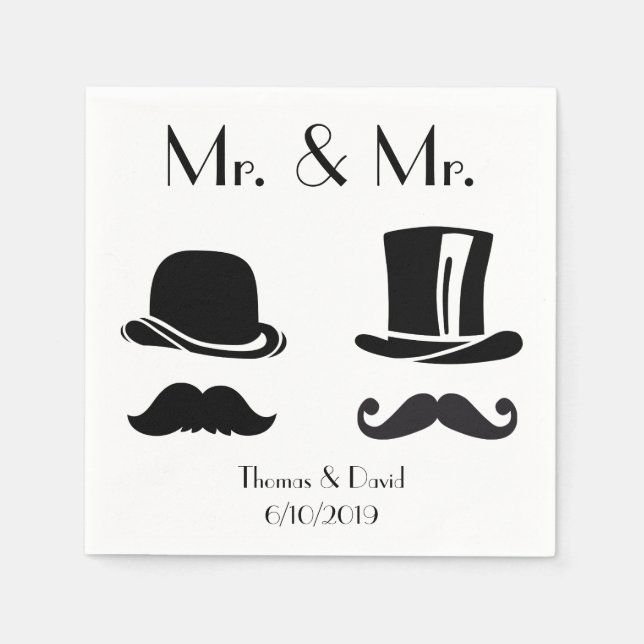 Vintage Gay Bröllop Napkins Pappersservett (Framsidan)