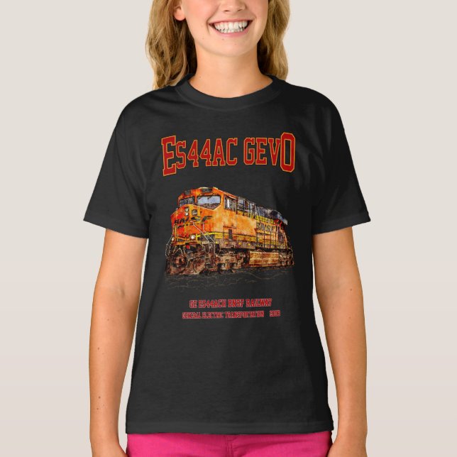 Vintage GE ES44AC GEVO Diesel Locomotive T Shirt (Framsida)