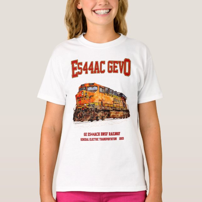 Vintage GE ES44AC GEVO Diesel Locomotive T Shirt (Framsida)