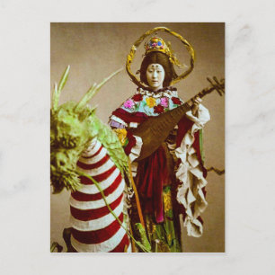 Vintage Geisha DPRIS som Goddess Benzaiten Japan Vykort