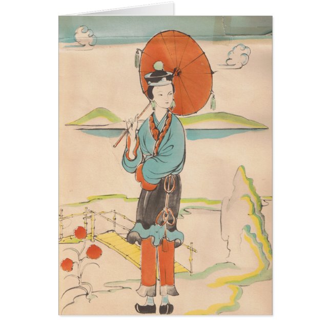 Vintage Geisha Hälsningskort (Framsidan)