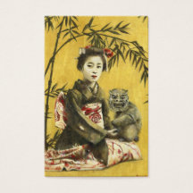 Vintage Geisha Och Demon ACEO Affärskort
