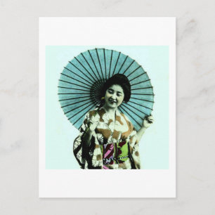 Vintage Geisha och hennes parasol Gamla Japan Vykort