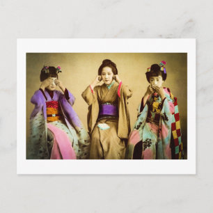 Vintage Geisha Se inget djävulskt gammalt Japan Vykort