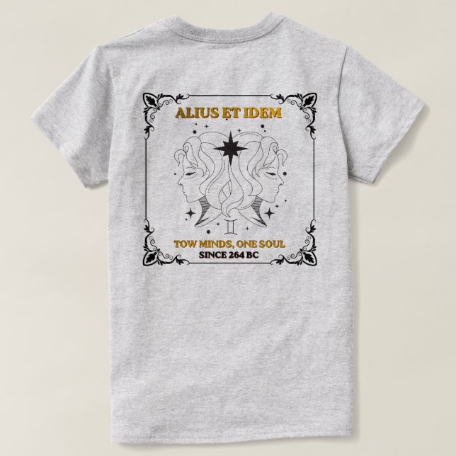 Vintage Gemini Zodiac tarotkortaffisch  T Shirt (Design baksida)