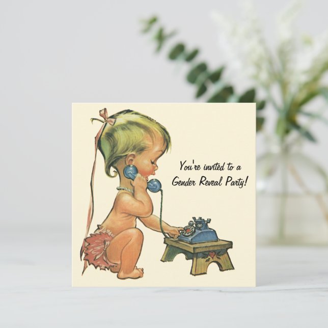 Vintage Gender Visa inbjudan till babyvisningsprog (Stående Fram)