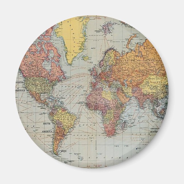 Vintage General Karta i världen Magnet (Framsidan)