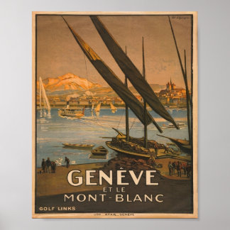 Vintage Genève Mont Blanc Swiss TourPoster Poster
