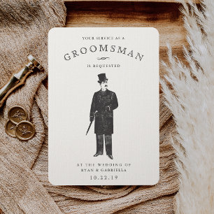 Vintage Gent Kort för Groomsman-begäran