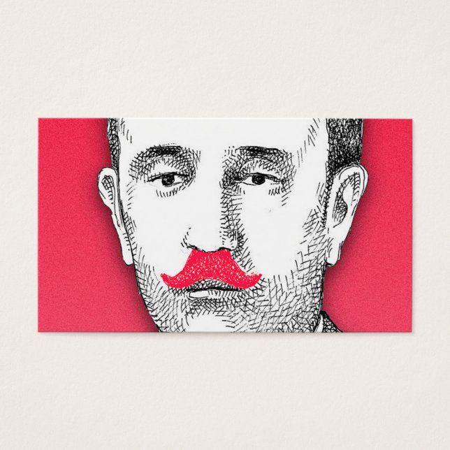 Vintage gentleman with Funny Rosa Mustache Visitkort (Framsidan)