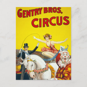 Vintage Gentry Brothers Circus Poster Vykort