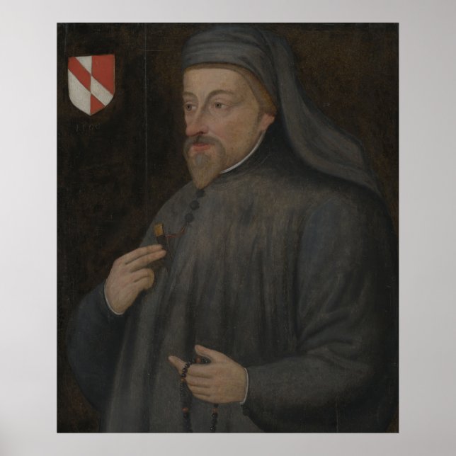 Vintage Geoffrey Chaucer Porträtt Painting Poster (Framsidan)