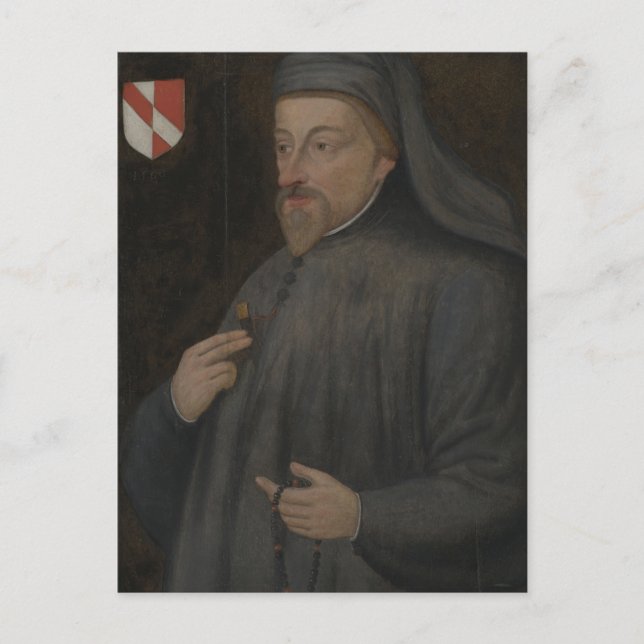 Vintage Geoffrey Chaucer Porträtt Painting Vykort (Framsida)