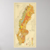 Vintage Geological Map of Sweden (1910)
