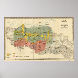 Vintage Geologiskt Karta i berget Everest Poster