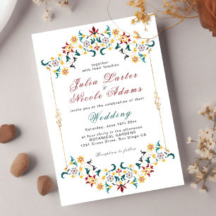 Vintage Geometri Intricate Classical Motif Bröllop Inbjudningar