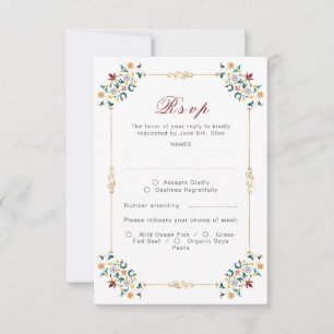 Vintage Geometri Intricate Classical Motif Bröllop OSA Kort