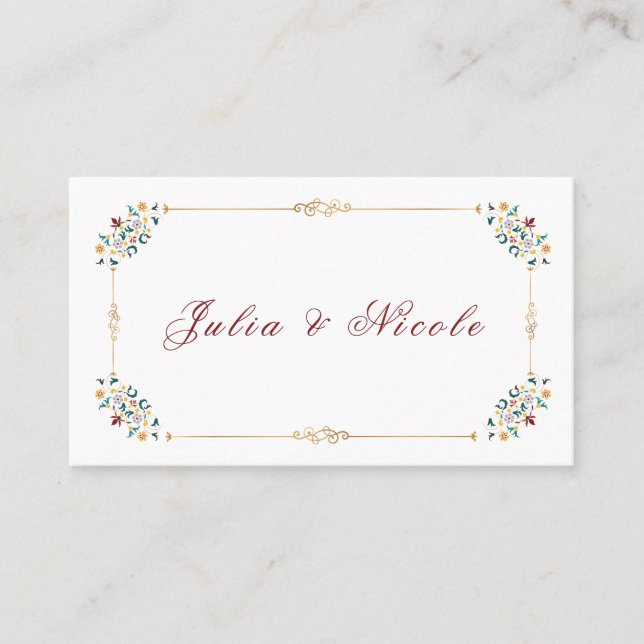 Vintage Geometri Intricate Classical Motif Bröllop Placeringskort (Framsida)