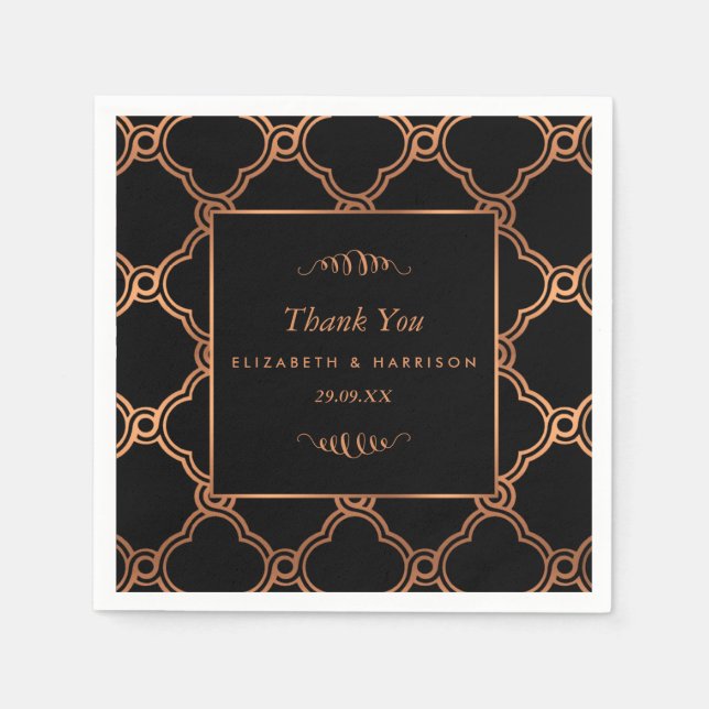 Vintage Geometric Art Deco Gatsby Bröllop Pappersservett (Framsidan)