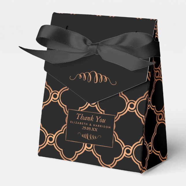 Vintage Geometric Art Deco Gatsby Bröllop Presentaskar (Framsidan Sidan)