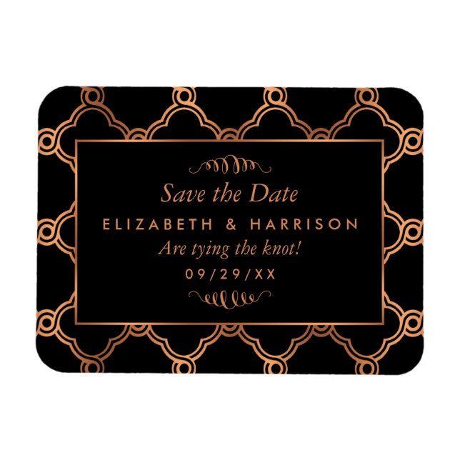 Vintage Geometric Art Deco Gatsby Save Date Magnet (Horisontell)