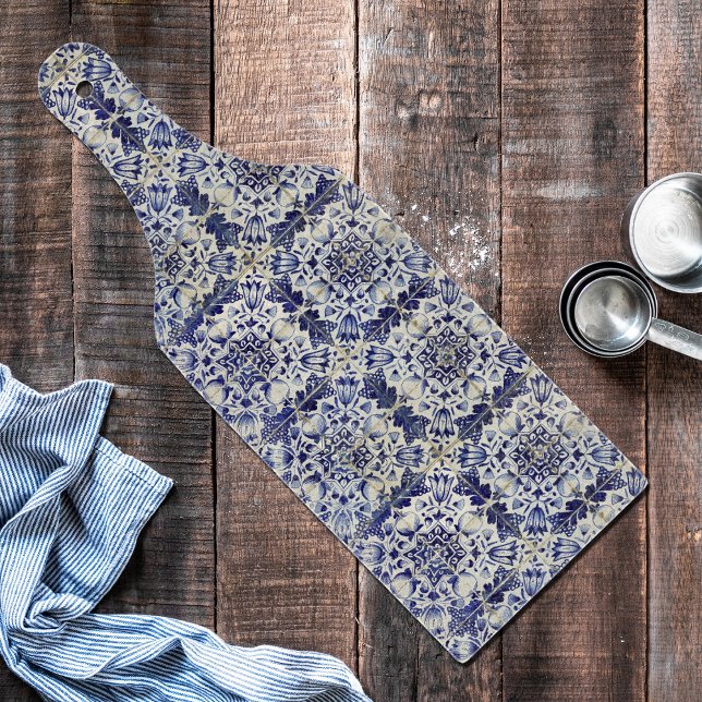 Vintage Geometric Blue White Tile Mönster (Skapare uppladdad)