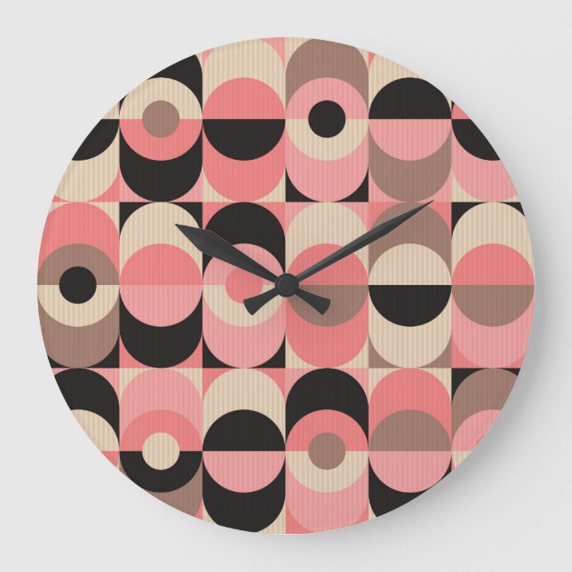 Vintage Geometric: Classic Seamless Mönster Stor Klocka (Framsida)