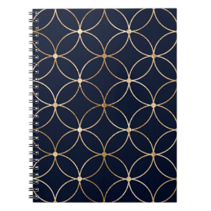 Vintage Geometric: Guld Blue Abstrakt Anteckningsbok
