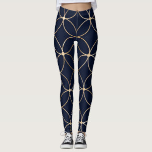 Vintage Geometric: Guld Blue Abstrakt Leggings