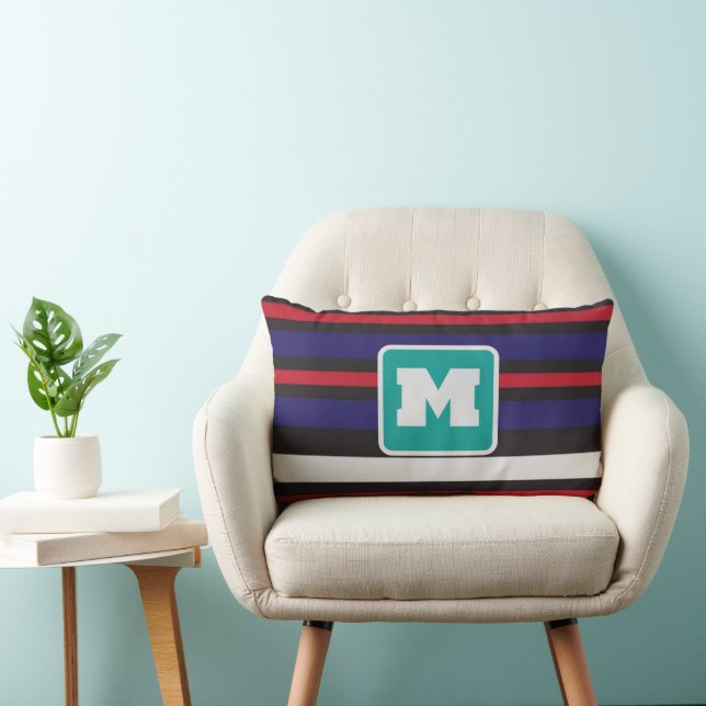 Vintage geometric jacquard Striped Modern monogram Lumbarkudde (Stol)